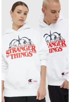 Champion Суичър Xstranger Things в бяло с принт - Pepit.bg