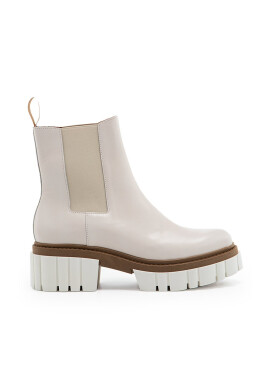 Charles Footwear Кожени боти челси в бежово с платформа - Pepit.bg