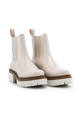 Charles Footwear Кожени боти челси в бежово с платформа - Pepit.bg