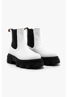 Charles Footwear Кожени боти челси в бяло с платформа - Pepit.bg