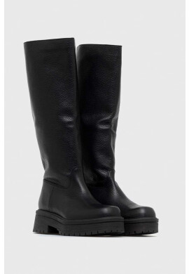 Charles Footwear Кожени ботуши Dora в черно с равна подметка - Pepit.bg