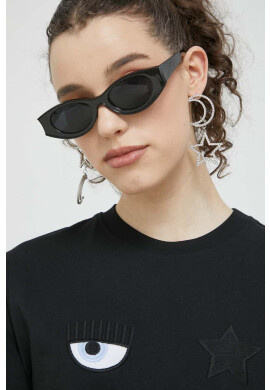 Chiara Ferragni Памучна тениска в черно - Pepit.bg