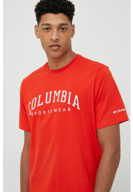 Columbia Памучна тениска в червено с десен - Pepit.bg