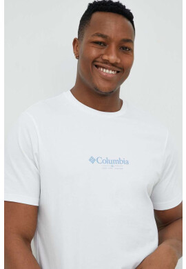 Columbia Памучна тениска в бяло с десен - Pepit.bg