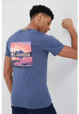 Columbia Памучна тениска в синьо с принт - Pepit.bg