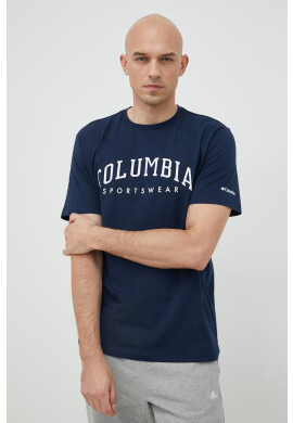 Columbia Памучна тениска в тъмносиньо с десен - Pepit.bg