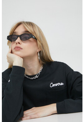 Converse Памучна блуза с дълги ръкави в черно - Pepit.bg