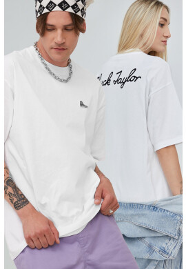 Converse Памучна тениска в бяло с апликация - Pepit.bg