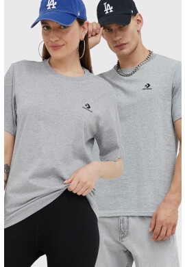 Converse Памучна тениска в сиво с изчистен дизайн - Pepit.bg