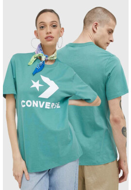 Converse Памучна тениска в тюркоазено с принт - Pepit.bg