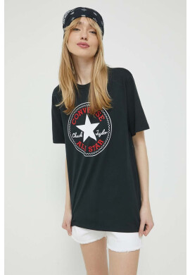 Converse Памучна тениска в черно с принт - Pepit.bg
