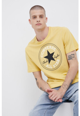 Converse Памучна тениска в жълто с принт - Pepit.bg