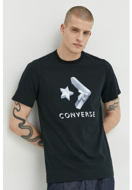 Converse Памучна тениска в черно с принт - Pepit.bg