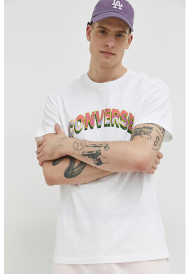 Converse Памучна тениска в бяло с принт - Pepit.bg