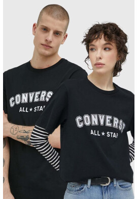 Converse Памучна тениска в черно с принт - Pepit.bg
