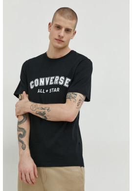 Converse Памучна тениска в черно с принт - Pepit.bg