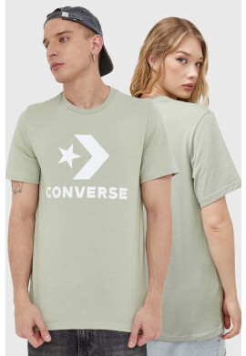 Converse Памучна тениска в зелено с принт - Pepit.bg