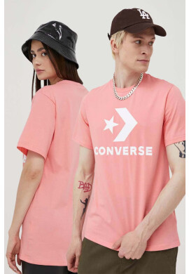 Converse Памучна тениска в розово с принт - Pepit.bg