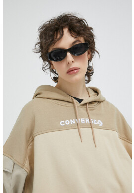 Converse Суичър в бежово с качулка с десен - Pepit.bg