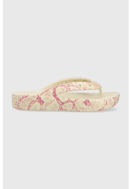 Crocs Джапанки Classic Platform Snake Print в бежово с равна подметка 208243 - Pepit.bg