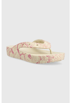 Crocs Джапанки Classic Platform Snake Print в бежово с равна подметка 208243 - Pepit.bg