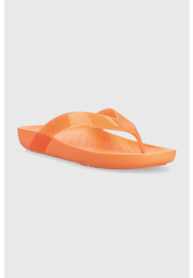 Crocs Джапанки Splash Glossy Flip в оранжево с равна подметка 208534 - Pepit.bg