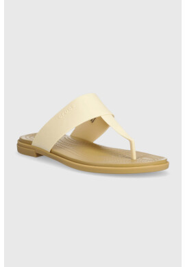 Crocs Джапанки Tulum Flip в бежово с равна подметка 206752 - Pepit.bg
