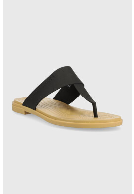 Crocs Джапанки Tulum Flip в черно с равна подметка 206752 - Pepit.bg