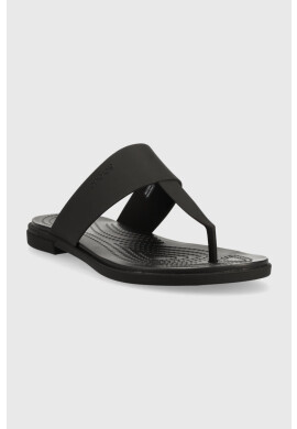 Crocs Джапанки Tulum Flip в черно с равна подметка 206752 - Pepit.bg