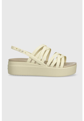 Crocs Сандали Brooklyn Strappy Low Wedge в бежово с платформа 206751 - Pepit.bg