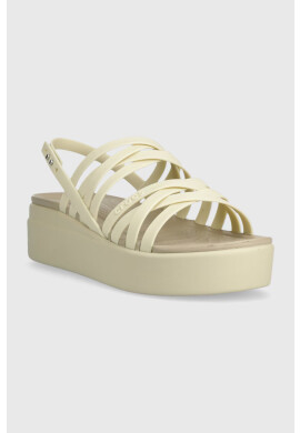 Crocs Сандали Brooklyn Strappy Low Wedge в бежово с платформа 206751 - Pepit.bg
