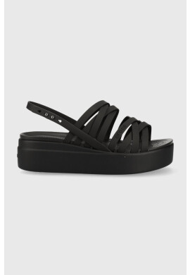 Crocs Сандали Brooklyn Strappy Low Wedge в черно с платформа 206751 - Pepit.bg