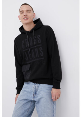 Cross Jeans Суичър мъжки в черно с апликация - Pepit.bg