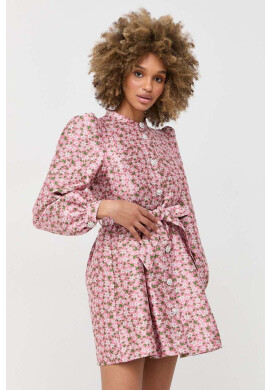 Custommade Рокля Lynett Jacquard в розово къс модел разкроен модел - Pepit.bg