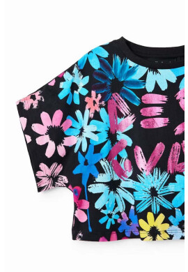 Desigual Детска памучна тениска в черно - Pepit.bg