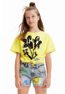 Desigual Детска памучна тениска в жълто - Pepit.bg