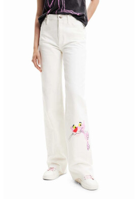 Desigual Дънки x Pink Panther в бяло с висока талия - Pepit.bg