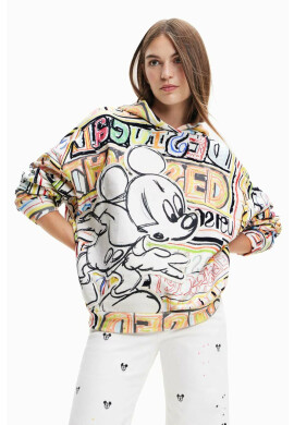 Desigual Памучен суичър Disney's Mickey Mouse с качулка с десен - Pepit.bg