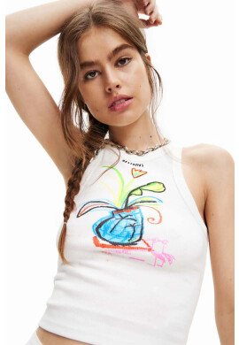 Desigual Памучен топ в бяло - Pepit.bg