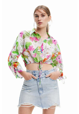 Desigual Памучна риза дамска в бяло със стандартна кройка с класическа яка - Pepit.bg