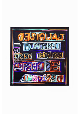 Desigual Тънък шал в черно с десен - Pepit.bg