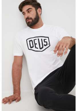 Deus Ex Machina Памучна тениска в бяло с принт - Pepit.bg