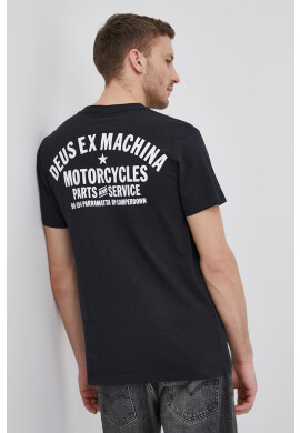 Deus Ex Machina Памучна тениска в черно с изчистен дизайн - Pepit.bg