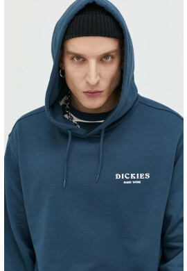 Dickies Памучен суичър в синьо с качулка с принт - Pepit.bg