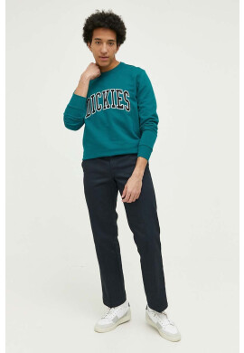Dickies Памучен суичър в зелено с апликация - Pepit.bg
