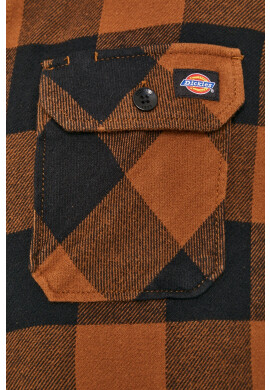 Dickies Памучна риза мъжка в кафяво със стандартна кройка с класическа яка - Pepit.bg