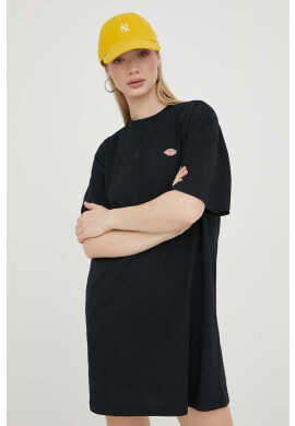 Dickies Памучна рокля в черно къс модел с уголемена кройка - Pepit.bg