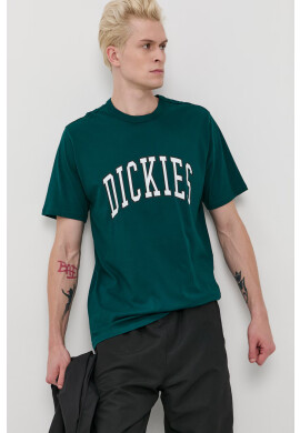 Dickies Памучна тениска в зелено с принт - Pepit.bg