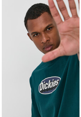 Dickies Памучна тениска в зелено с принт - Pepit.bg