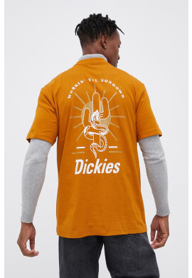 Dickies Памучна тениска в кафяво с принт - Pepit.bg